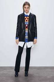 Zara Faux Leather Oversized Blazer In 2020 Oversized Blazer Zara Outfit Womens Blazers