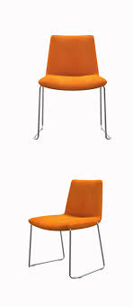 Modern Style Dining Chair Orange Series Conventional Stainless Steel Metal High Density High Elastic Sponge Leather Sofa Chair Dinning Chairs Leather Sofa