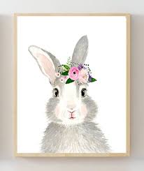 Watercolor Rabbit Painting Woodland Nursery Decor Etsy Baby Animal Art Animal Paintings Animal Art
