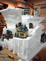 Vertical Christmas Snow Village Layout Display Hot Wire Foam Factory Christmas Village Display Diy Christmas Village Halloween Village Display