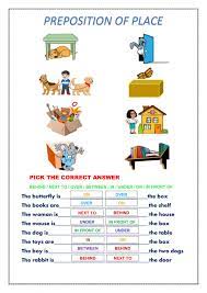 List the prepositions that start with the letter a (10). Preposition Of Place Activity For Grade 1 2 Secc