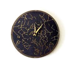 Black And Gold Wall Clock Constellation Clock Quiet Bedroom Clock Astrology Wall Art Gold Zodiac Home Decor Wood Wall Clock Eco Home Decor Bedroom Clocks Unique Wall Clocks Unique Wall Decor