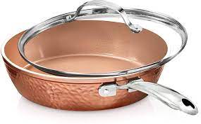 Amazon Com Gotham Steel Hammered Copper Collection 10 Nonstick Fry Pan With Lid Premium Cookware Aluminum Composition With Induction Plate For Even Heating Dishwasher Oven Safe Home Kitchen