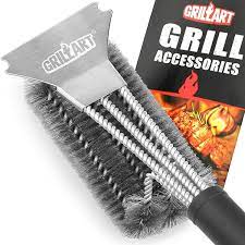 Wire brush with scraper wire brushes. Amazon Com Grillart Grill Brush And Scraper Best Bbq Brush For Grill Safe 18 Stainless Steel Woven Wire 3 In 1 Bristles Grill Cleaning Brush Garden Outdoor