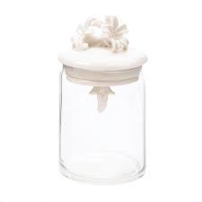 The lids come in various sizes, shapes, and colors, making it these glass jars with lids will hold up to eight ounces and the lids themselves are made from strong, shatterproof glass that won't bend under pressure. Decorative Glass Jar Small Glass Jars Decorative With Porcelain Flower Lid Walmart Com Walmart Com