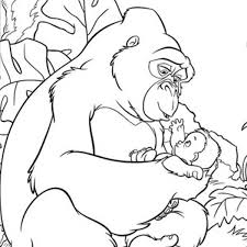 King Kong Kerchak The King Kong Taking Care Of Little Tarzan Coloring Pages Animal Coloring Pages Disney Coloring Pages Coloring Books