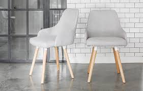 Set Of Two Vienna Grey Fabric Dining Chairs With Oak Legs Oak Dining Chairs Fabric Dining Chairs Dining Chairs