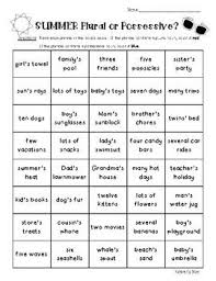 Summer Plural Or Possessive Color Sorting Practice Worsksheet Plurals Possessive Nouns Learn Hebrew