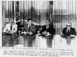 Presidente João Figueiredo e Ronald Reagan pouco antes da reunião