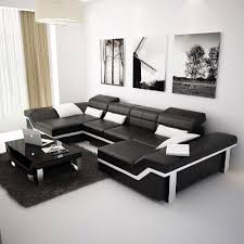 Modern Contemporary Sectional Black Off White Italian Leather White Leather Sofas Leather Sectional Modern Sofa Sectional