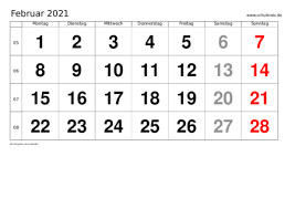 Hier gibt's nicht nur jeden tag die aktuelle kalenderwoche sondern auch eine übersicht mit allen kalenderwochen (kw) für das jahr 2021 und einen kalender mit allen kw (kalenderwochen) für 2021. Monatskalender Februar 2021 Monats Terminkalender Kostenlos Ausdrucken Pdf