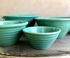 Garden City Pottery Ringware Mixing Bowl Set Ring Ware Pottery Nesting Bowls Turquoise Blue Bowl Garden City Pottery Mixing Bowls Set Bowl