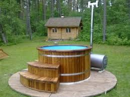 We took time and effort to drop it into the landscape and rock around it so it is beautiful. Wood Hot Tub Wood Fired Hot Tub Wood Hot Tub Kits Wooden Hot Tub Kit From Hottubsauna Whirlpool Pool Ideen Gartenprojekte