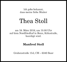 Traueranzeigen von Thea Stoll