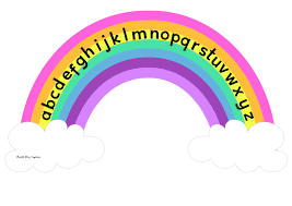 It's a mat with printed letters of the alphabet formatted in the shape of an arc, or a segment of a circle, just like . Rainbow Alphabet Mat Lower Case Printable Teaching Resources Print Play Learn