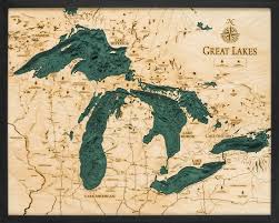 Great Lakes 3 D Nautical Wood Chart 24 5 X 31
