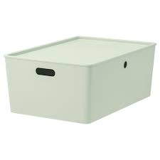 Kuggis Storage Box With Lid Light Green Width 14 Ikea In 2020 Storage Boxes With Lids Box With Lid Storage Box