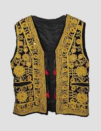 Black And Gold Vest Afghan Classic Embroidered Vest Waistcoat Sadri Gold Black Gold Vests Waistcoat Black Afghan
