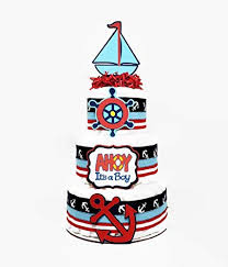 Amazon Com Nautical Diaper Cake Ahoy It S A Boy Nautical Baby Shower Centerpiece With Sailboat Ship Wheel Anchors Boy Nautical Party Decoration Handmade Products