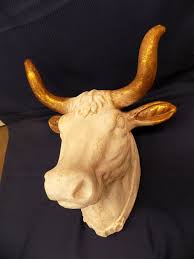 Shop frontgate furniture & home décor Faux Head Wall Mount Wall Decor Large Plaster Cow Bull Steer Head White Gold Wall Mount Horns Taxidermy Decor Faux Taxidermy Bull Head Faux Taxidermy Home Living Keyforrest Lt