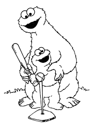 Cookie Monster Tee Ball Coloring Pages Monster Coloring Pages Sesame Street Coloring Pages Elmo Coloring Pages