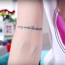 They can copy and preserve any text or image, although your artist might not want to risk the ink bleeding into the skin if the text is too small. Victoria Magrath Writing Upper Arm Tattoo Steal Her Style