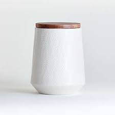 Fill each canister with flour, sugar, tea bags, candy or cookies and cover with the included bamboo lids. White Kitchen Canisters Crate And Barrel