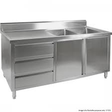 Add in cabinets for either a single sink or double sink depending on your requirements, and it will indeed be easy for you to locate things. Kitchen Tidy Premium Stainless Steel Cabinet With Double Sinks Doors Drawers Cafe Stainless