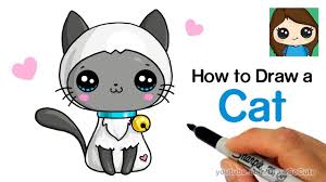 How To Draw A Cartoon Cat Easy Step By Step How To Draw A Cat Easy Youtube Drawing Stencils Easy Drawings Easy Cartoon Drawings