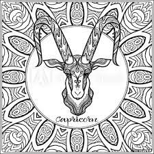 Download this capricorn zodiac sign artwork adult coloring book page beautiful horoscope symbol girl vector illustration vector illustration now. Capricorn Goat Decorative Zodiac Sign On Pattern Background Outline Hand Drawing Good For Coloring Page For The Adult Coloring Book Stock Vector Illustration Stock Vector Adobe Stock