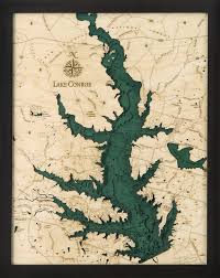 Lake Conroe Texas 3 D Nautical Wood Chart