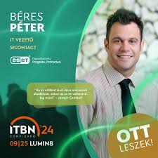 ESET - Szeptember 25-n az ESET is ott lesz az ITBN Conf-Expo 2024  konferencin! A dleltt folyamn IT-vezetnk, Bres Pter a vllalati  adatok vdelmrl, az automatizlt tmadsokrl s az AI-val trtn  vdekezsrl