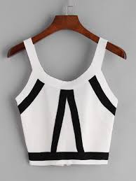Black And White Striped Crop Tank Top Striped Zipper Back Knit Crop Tank Top Shein Sheinside Knitted Crop Tank Top Fashion Fashion Outfits