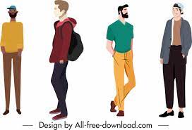 Apparently i'm drawing all the sides in casual wear now and not just roman and virgil. Casual Fashion Icons Men Sketch Colored Cartoon Characters Free Vector In Adobe Illustrator Ai Ai Format Encapsulated Postscript Eps Eps Format Format For Free Download 2 48mb