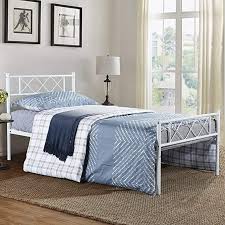 Simlife Metal Platform Bed Frame With Two Headboards Mattress Foundation Slat Support No Box Spring Needed Twin Re Bed Frame Bed Frame Mattress Twin Bed Frame