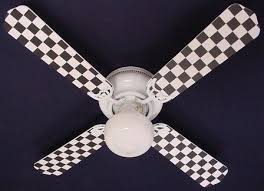 Nascar Checkered Flag Ceiling Fan White Black 12 5 H X 42 W X 42 D Ceiling Fan Hugger Ceiling Fan Nascar Room