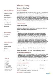 Science Teacher Resume Sample Example Job Description Teaching Class Lesson Experience Work