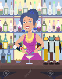 Image De Bande Dessin&eacute;e Humoristique De Barwoman Sert Des Boissons Dans Un  Bar Clip Art Libres De Droits , Svg , Vecteurs Et Illustration. Image  55052073.