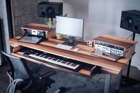 Large Modern Wood Recording Studio Desk For Composer Etsy Home Studio Desk Recording Studio Desk Studio Desk Music