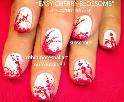 Nail Art Tutorial Easy Cherry Blossom Nail Art Design For Beginners Cherry Blossom Nails Cherry Blossom Nails Art Thanksgiving Nail Art