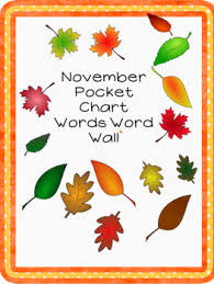 November Pocket Chart Words Word Wall