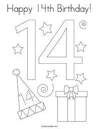 Happy birthday images coloring pages. Happy 14th Birthday Coloring Page Twisty Noodle Birthday Coloring Pages Happy Birthday Coloring Pages 14th Birthday