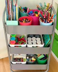 Art Cart Kitchen Trolley From Kmart Tins Round Containers For Plants Kids Craft Storage Art Cart Room Organization