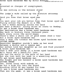 Brown Eyed Handsome Man By Elvis Presley Lyrics And Chords
