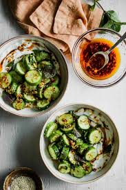 Cucumber Sesame Salad With Garlic Chili Oil Recipe Healthy Recipes Workout Food Food