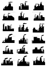 Industrial Factories And Plants Black Icons Industrial Factory Ecology Design Industrial