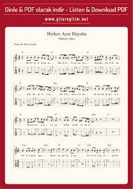 Herkes Ayni Hayatta Nota Tab Gitaregitim Net Hayat Flut Muzik Notalari