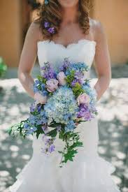 BEAUTIFUL Bride's Bouquet With Pastel Pink Roses, Blue Hydrangea, Blue  Delphinium, Purple Larkspur (Stock) & Greenery/Foliage}