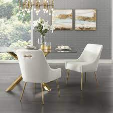 Dining room chair covers balcony table and chairs dining arm chair upholstered dining chairs side chairs eames chairs beach chairs dining table leather dining room chairs. Inspired Home Capelli White Gold Pu Leather Metal Leg Armless Dining Chair Set Of 2 Ad91 01we2 Hd The Home Depot Gold Dining Room Leather Dining Room Chairs Dining Chairs