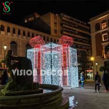 Large outdoor christmas decorations lighted gift. Vision Decor Large Outdoor Street Christmas Led Gift Box Lighted Motif China 3d Gift Box And Christmas Decoration Lights Price Made In China Com